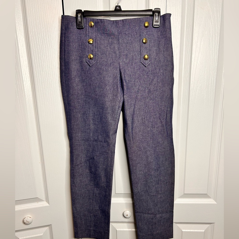 Banana Republic SLOAN Denim Skinny Jeans Nautical Gold Sailor Button 4